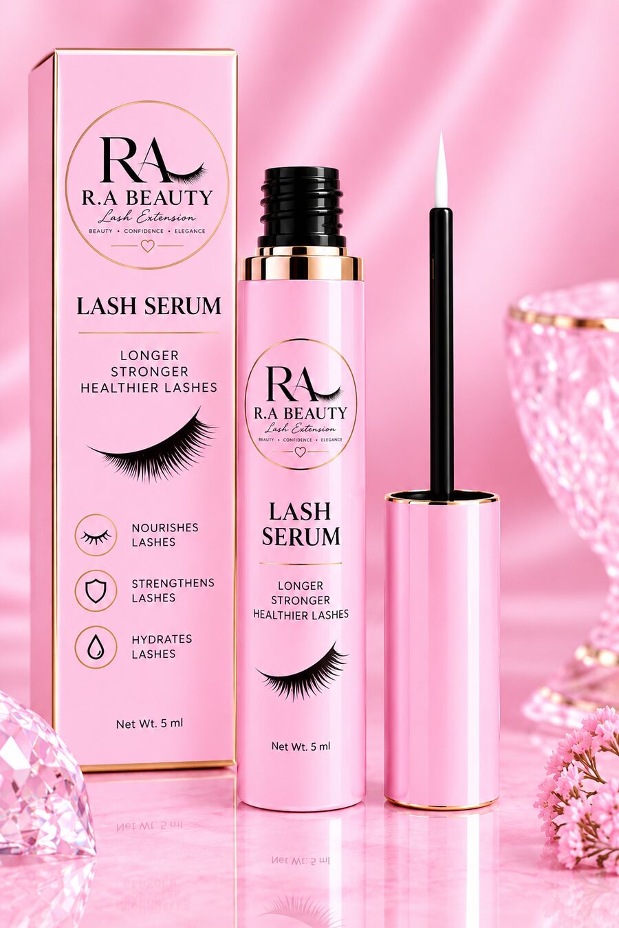 R.A Beauty Lash Serum tube and box